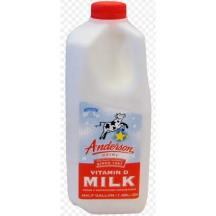 Representative Dairy & Perishables product: Anderson Dairy- Whole Milk - Half Gallon