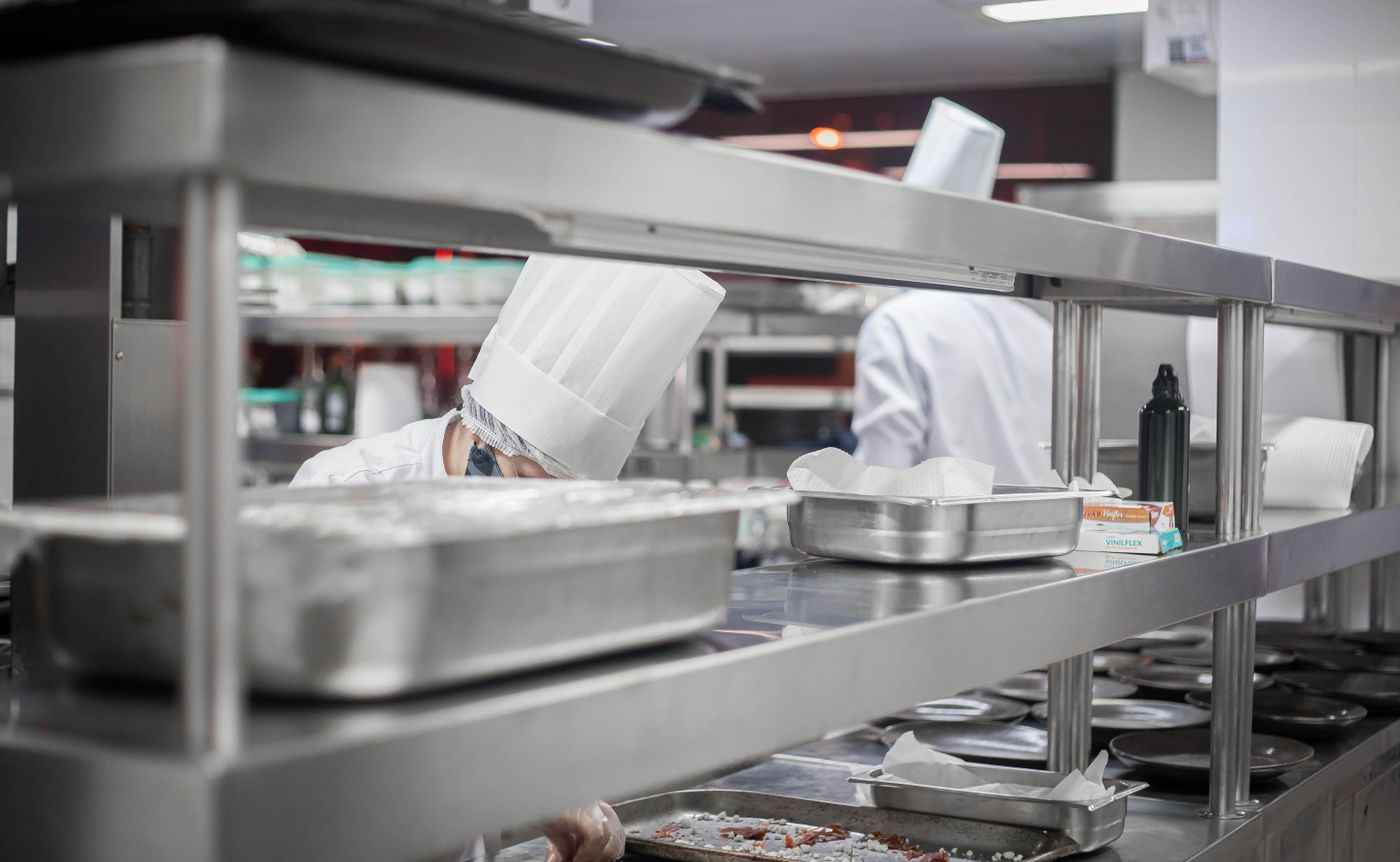 Stainless kitchen shelves